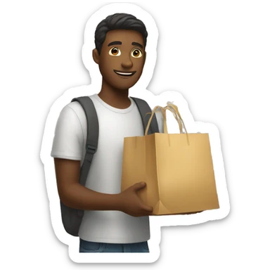 person buying goods at store sticker