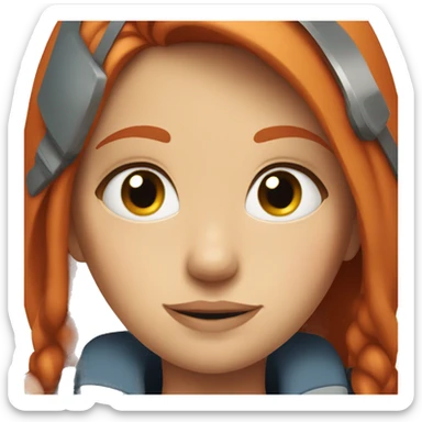 girl with straight red hair and blue eyes in helicopter sticker