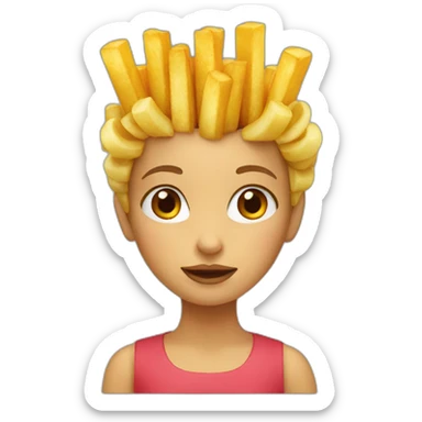 a girl with a french fries sticker
