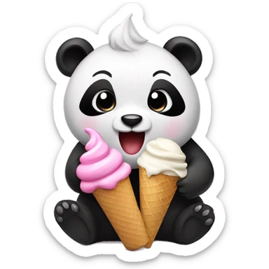 Panda eating ice cream sticker