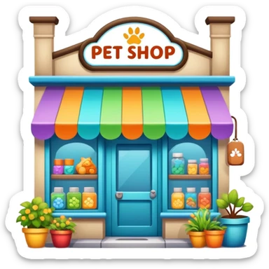 pet shop storefront with pet supplies sticker