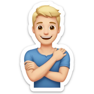 Guy laughing with crossed arms holding his neck  sticker