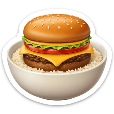 I want a hamburger patty on a bowl of rice sticker