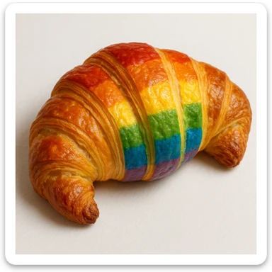 realistic croissant with rainbow pride colors sticker