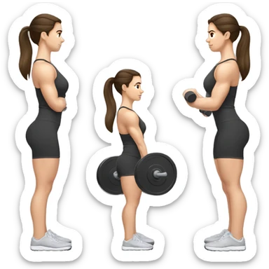 brunette white girl doing barbell back squats  sticker