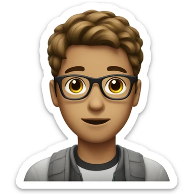A teenager boy with black sweet and glasses (brown hair) sticker