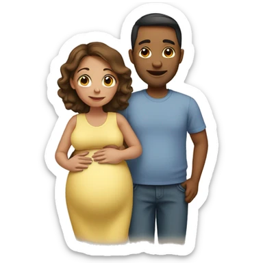 A pregnant woman with her husband  sticker