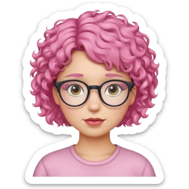 girl with glasses and curly pink short hair sticker