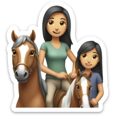 Mare con dos hijas Y arriba de ellas un corazón  sticker