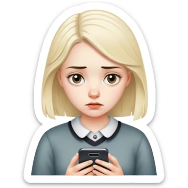 pretty sad german girl typing on her phone sticker