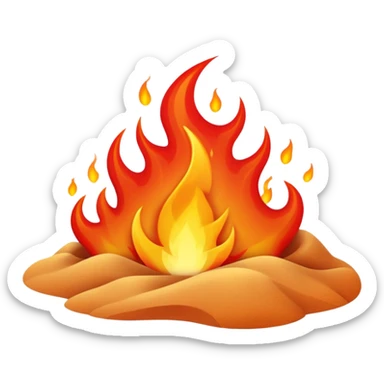 hot desert sand with flames and heat waves rising from it sticker