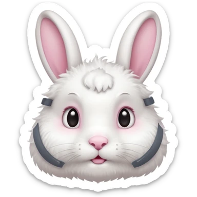 A fluffy white bunny with a tiny soft beard shaped like a cloud, ears perked up and eyes sparkling with curiosity.


















 sticker