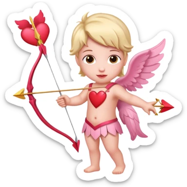cupid with arrow and hearts, light pink sticker