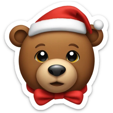 Brown Teddy bear Christmas with a cute Christmas hat  sticker