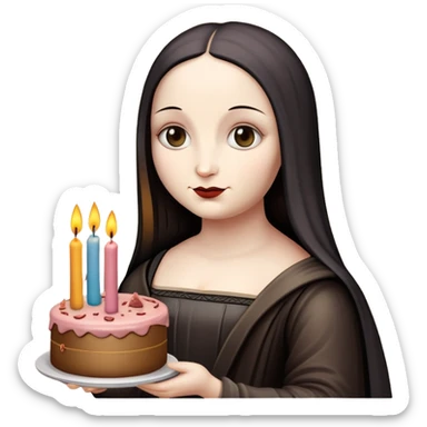goth monalisa holding a SPAM MEAT  birthday cake  sticker