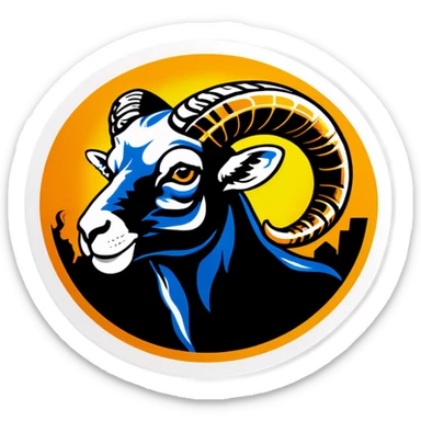 Big Black ram sun glasses head smoking cigar left side wearing ring on the horn  sticker