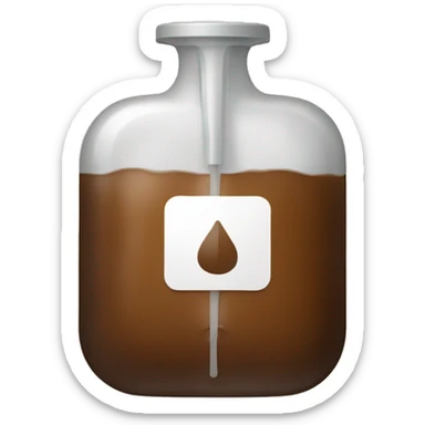 An IV bag filled with brown liquid. sticker