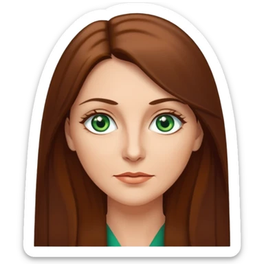 Pretty middle age woman with green eyes and long straight brown hair  sticker