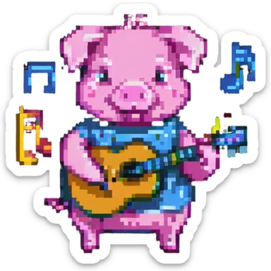 A pig playing music sticker
