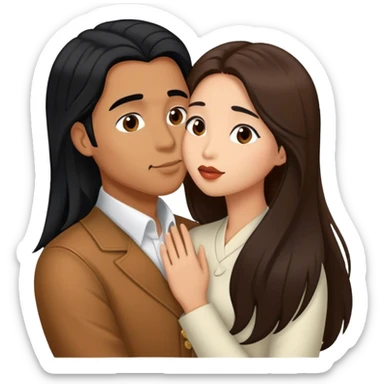 Caramel brown Guy with long black hair kissing brown hair Filipina sticker