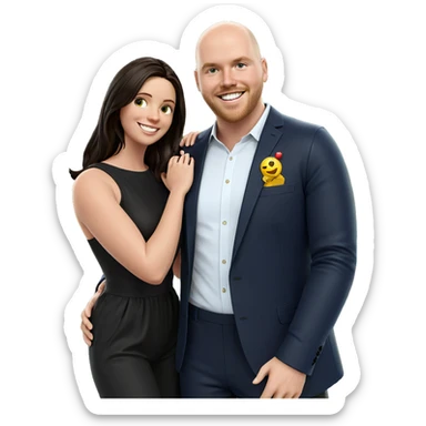 smiling couple in outdoor setting sticker