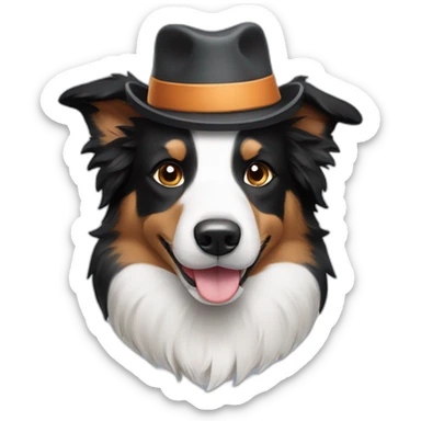 Border-collie with hat sticker