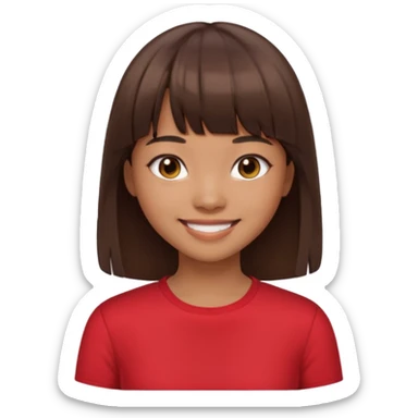 Brown-skinned Asian girl with straight brown hair and bangs  sticker