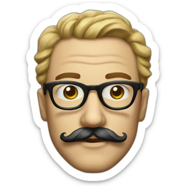 Man with dali mustache and beard with snob glasses sticker