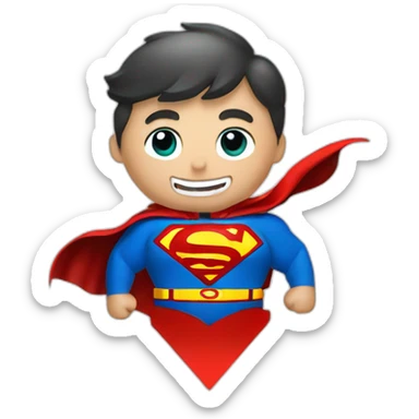 superman with a carbon emission reduction logo sticker