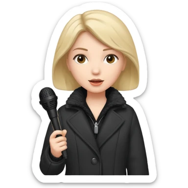 woman with winter clothes holding microphone sticker