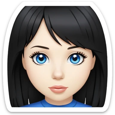 Carly Rae jepsen black long hair, blue eyes no bangs  sticker