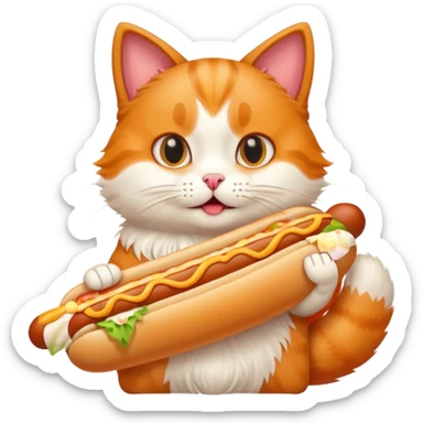 A cat holding a hot dog  sticker