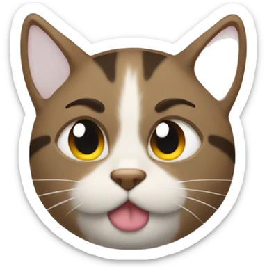 A sleepy emoji with baggy eyes and a cat face sticker