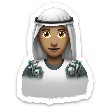  a  saudi worker who has cyber human look and robot like features  sticker