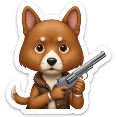 A dog with gun sticker