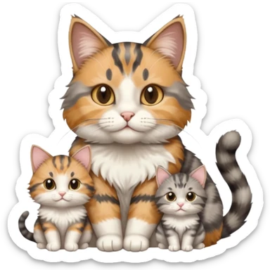 mama cat and daddy cat with 2 matching kittens sticker