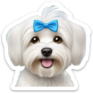 Small white havanese dog with a blue bow tie  sticker