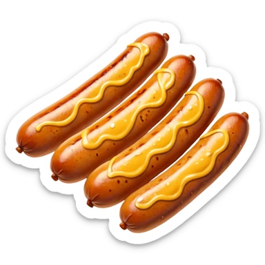 small sausages with mustard sticker