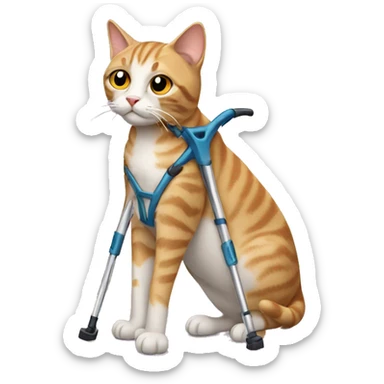 Cat w crutches  sticker