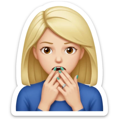 woman bitting nails anxious sticker