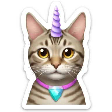 tabby cat with unicorn horn sticker