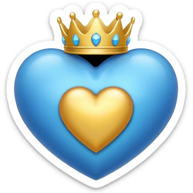 Un emoji de corazón azul con alas y una corona sticker