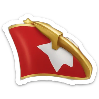 Flag with a red background a Hammer and a golden circle with a golden star on the top sticker