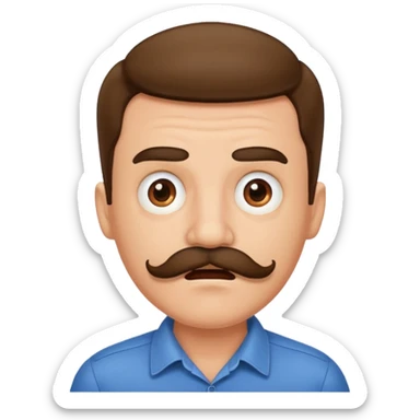 Scared guy with mustache sticker