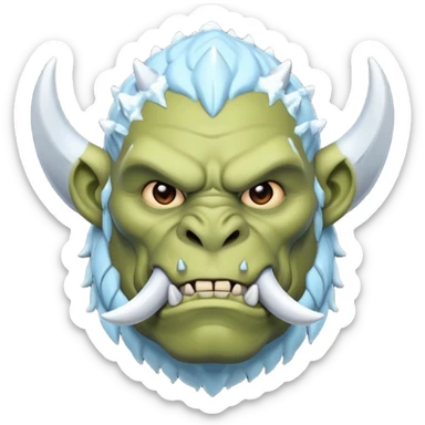 Fantasy orc emoji portrait, tusks lightly covered with ice and snow, winter predator look, strong silhouette, clean minimal emoji design, male/female variant
 sticker