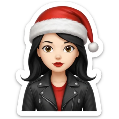 biker girl black long hair moto christmas h2R sticker