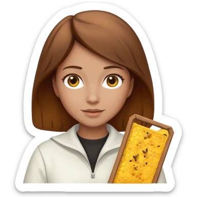 female bee keepers with brown hair, white outfit sticker