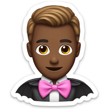 Bat man wearing pink bow sticker