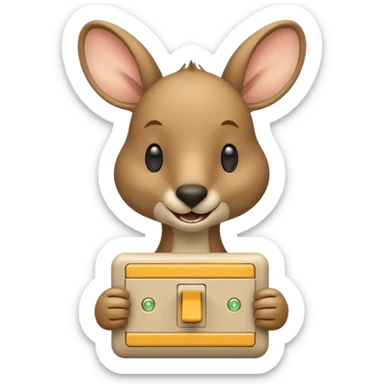 Kangaroo with a light switch for a face sticker