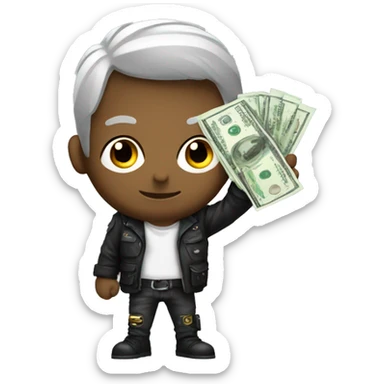 cyber punk holding cash sticker